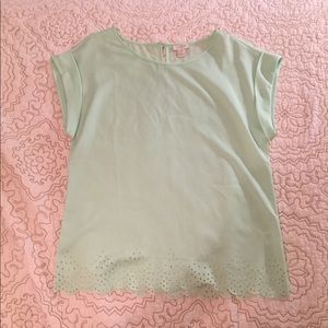 J Crew Mint Scallop Blouse